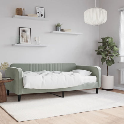 Divano Letto con Materasso Grigio Chiaro 90x190 cm in Velluto