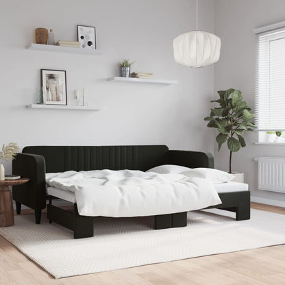 Divano Letto con Letto Estraibile Nero 80x200 cm in Velluto
