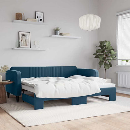 Divano Letto con Letto Estraibile Blu 90x200 cm in Velluto