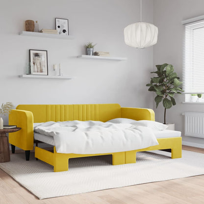 Divano Letto con Letto Estraibile Giallo 90x200 cm in Velluto