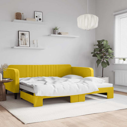 Divano Letto con Letto Estraibile Giallo 100x200 cm in Velluto