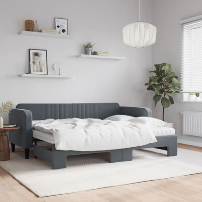 Divano Letto Estraibile Materassi Grigio Scuro 80x200cm Velluto