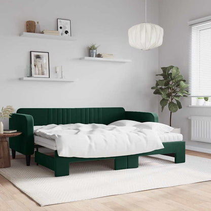 Divano Letto Estraibile Materassi Verde Scuro 80x200 Velluto