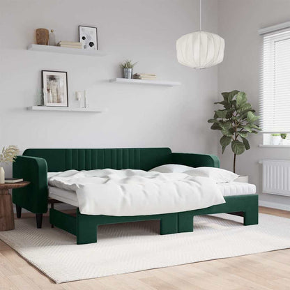 Divano Letto Estraibile Materassi Verde Scuro 90x200 Velluto