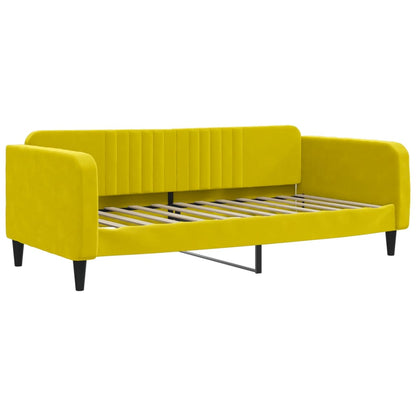 Divano Letto Estraibile con Materassi Giallo 90x200 cm Velluto