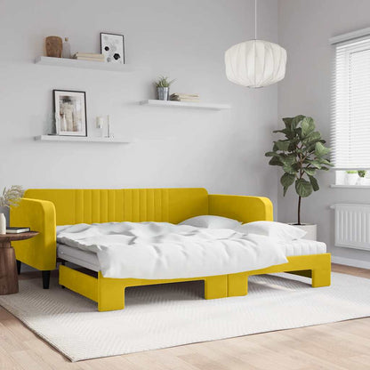 Divano Letto Estraibile con Materassi Giallo 100x200 cm Velluto