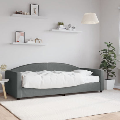 Divano Letto con Materasso Grigio Scuro 90x200 cm in Tessuto