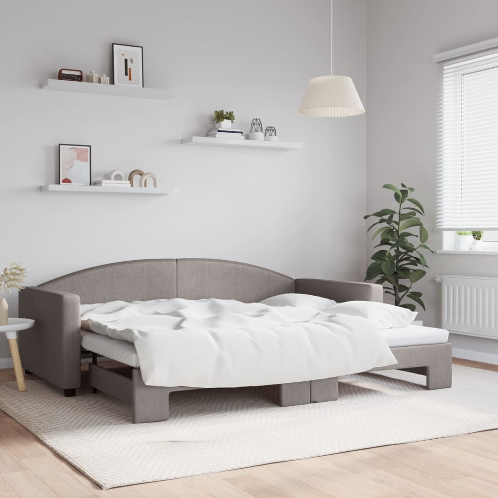 Divano Letto con Letto Estraibile Tortora 90x200 cm in Tessuto