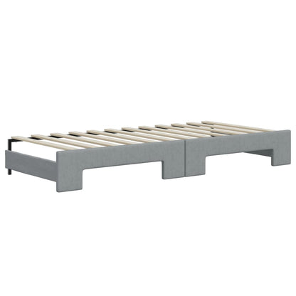 Divano Letto Estraibile Cassetti Grigio Chiaro 90x200cm Tessuto