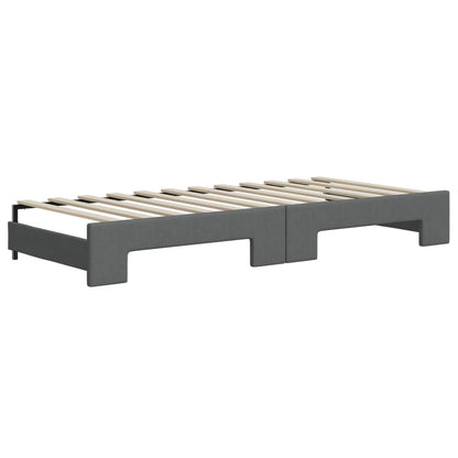 Divano Letto Estraibile Cassetti Grigio Scuro 90x200cm Tessuto