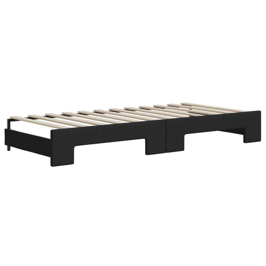 Divano Letto Estraibile con Cassetti Nero 90x200 cm in Tessuto