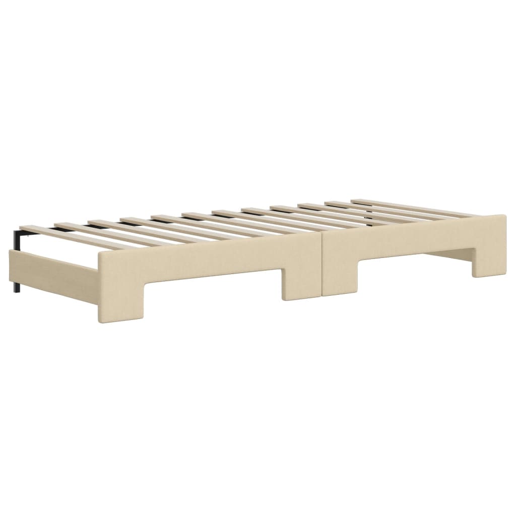Divano Letto Estraibile con Cassetti Crema 90x200 cm in Tessuto