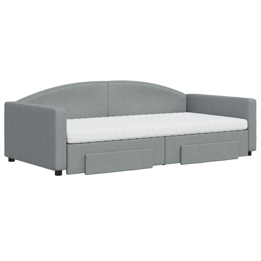 Divano Letto Estraibile Cassetti Grigio Chiaro 100x200 Tessuto