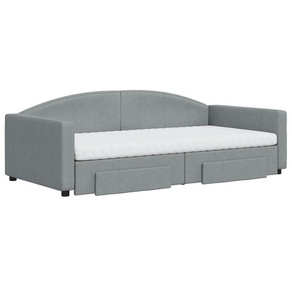Divano Letto Estraibile Cassetti Grigio Chiaro 100x200 Tessuto