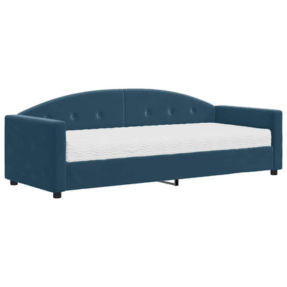 Divano Letto con Materasso Blu 80x200 cm in Velluto
