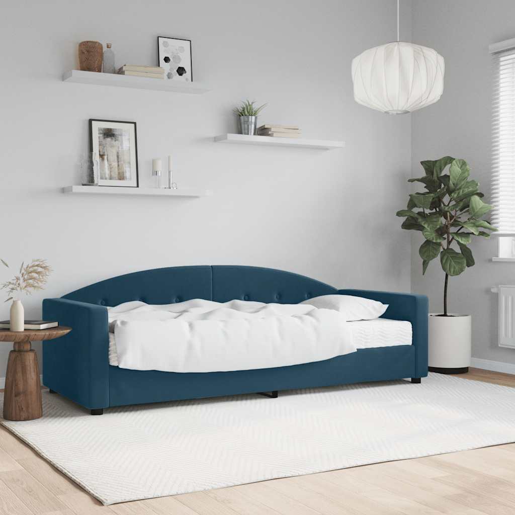 Divano Letto con Materasso Blu 80x200 cm in Velluto