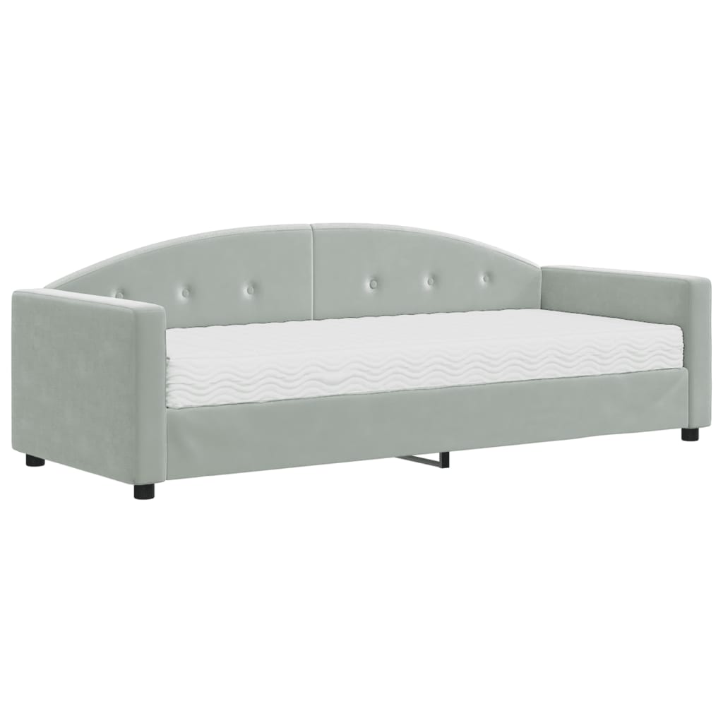 Divano Letto con Materasso Grigio Chiaro 80x200 cm in Velluto