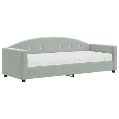 Divano Letto con Materasso Grigio Chiaro 80x200 cm in Velluto