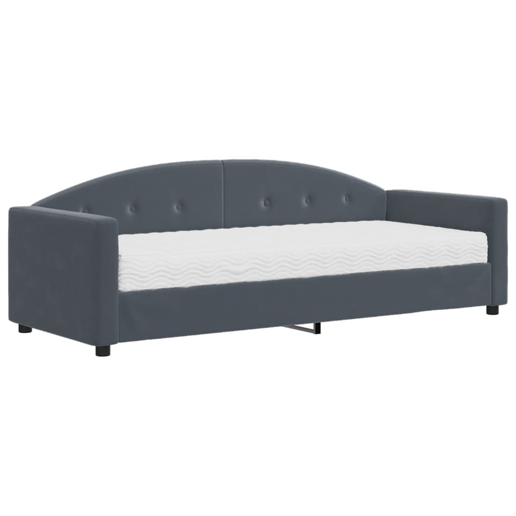 Divano Letto con Materasso Grigio Scuro 80x200 cm in Velluto