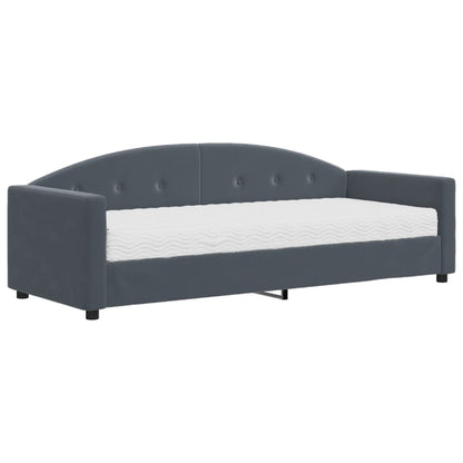 Divano Letto con Materasso Grigio Scuro 80x200 cm in Velluto