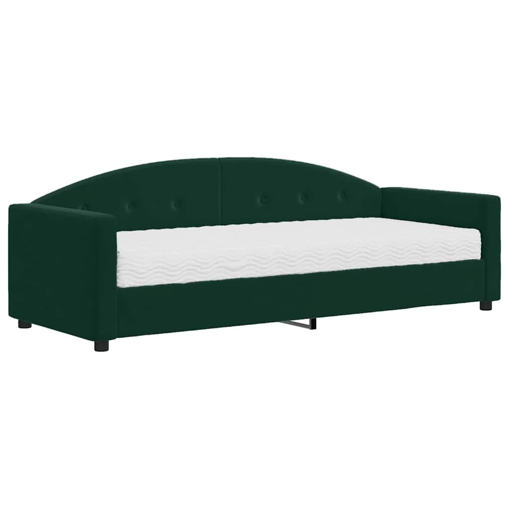 Divano Letto con Materasso Verde Scuro 80x200 cm in Velluto