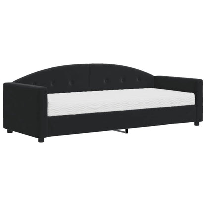 Divano Letto con Materasso Nero 80x200 cm in Velluto