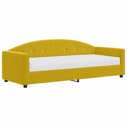 Divano Letto con Materasso Giallo 80x200 cm in Velluto