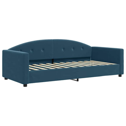 Divano Letto con Materasso Blu 90x200 cm in Velluto