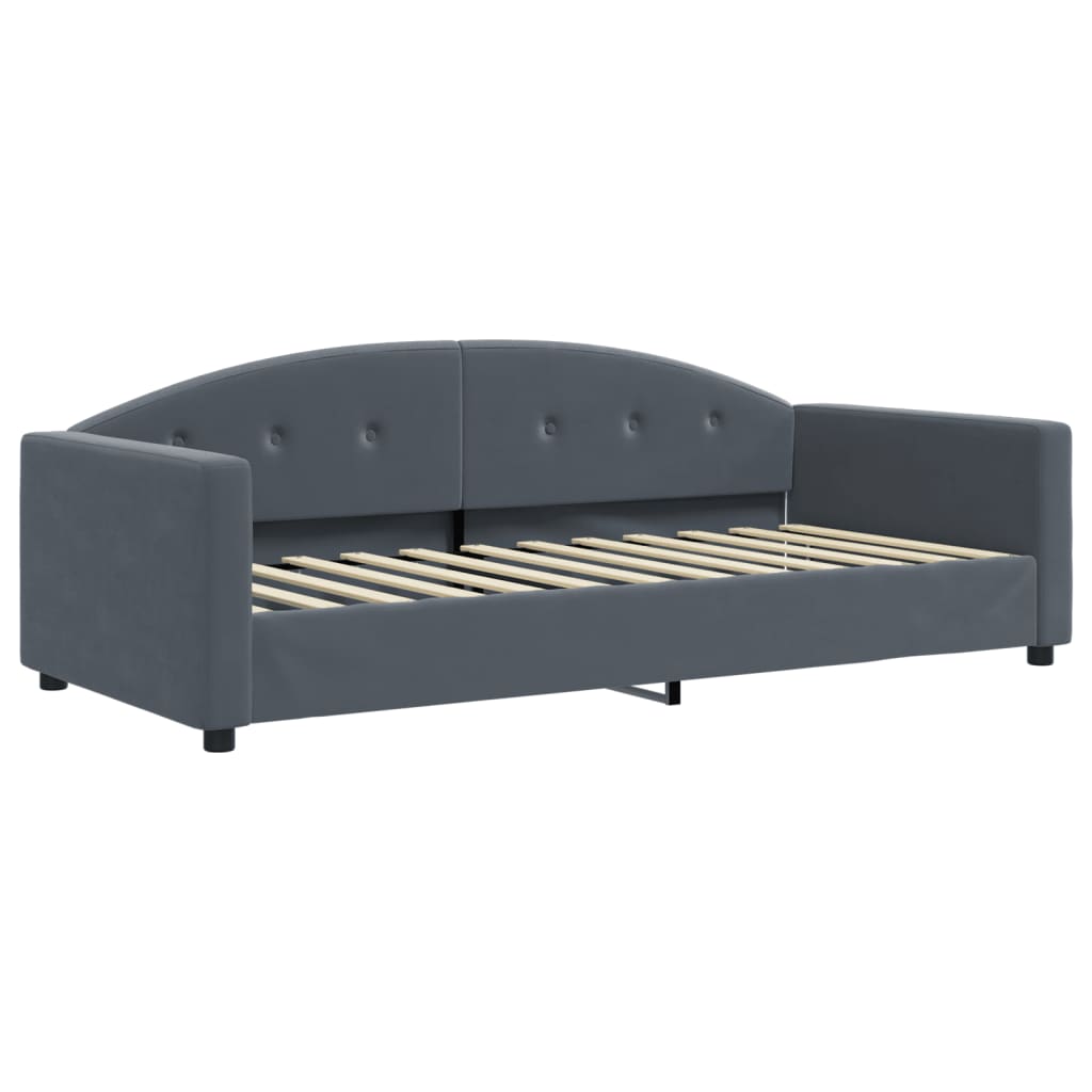 Divano Letto con Materasso Grigio Scuro 90x200 cm in Velluto
