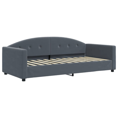 Divano Letto con Materasso Grigio Scuro 90x200 cm in Velluto