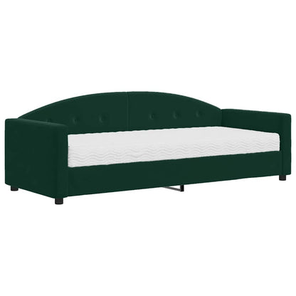 Divano Letto con Materasso Verde Scuro 90x200 cm in Velluto