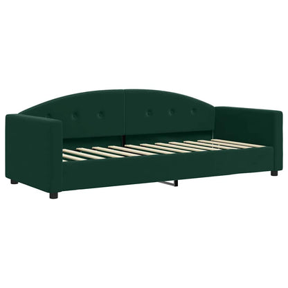 Divano Letto con Materasso Verde Scuro 90x200 cm in Velluto