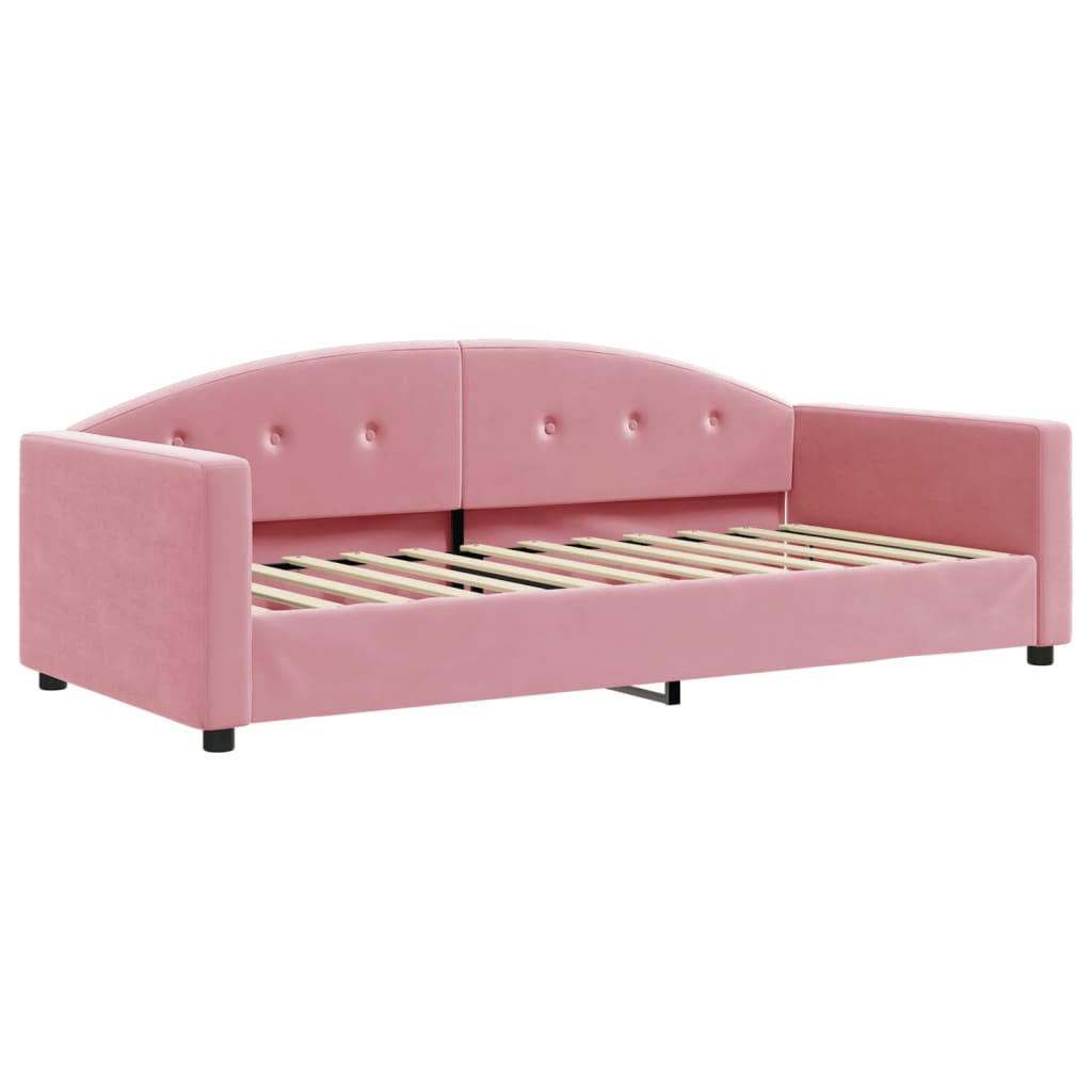 Divano Letto con Materasso Rosa 90x200 cm in Velluto