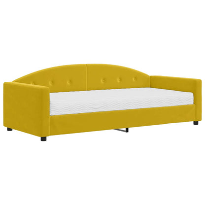 Divano Letto con Materasso Giallo 90x200 cm in Velluto