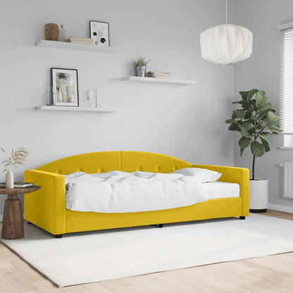 Divano Letto con Materasso Giallo 90x200 cm in Velluto