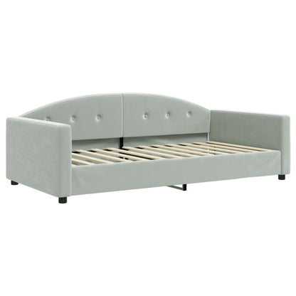 Divano Letto con Materasso Grigio Chiaro 100x200 cm in Velluto