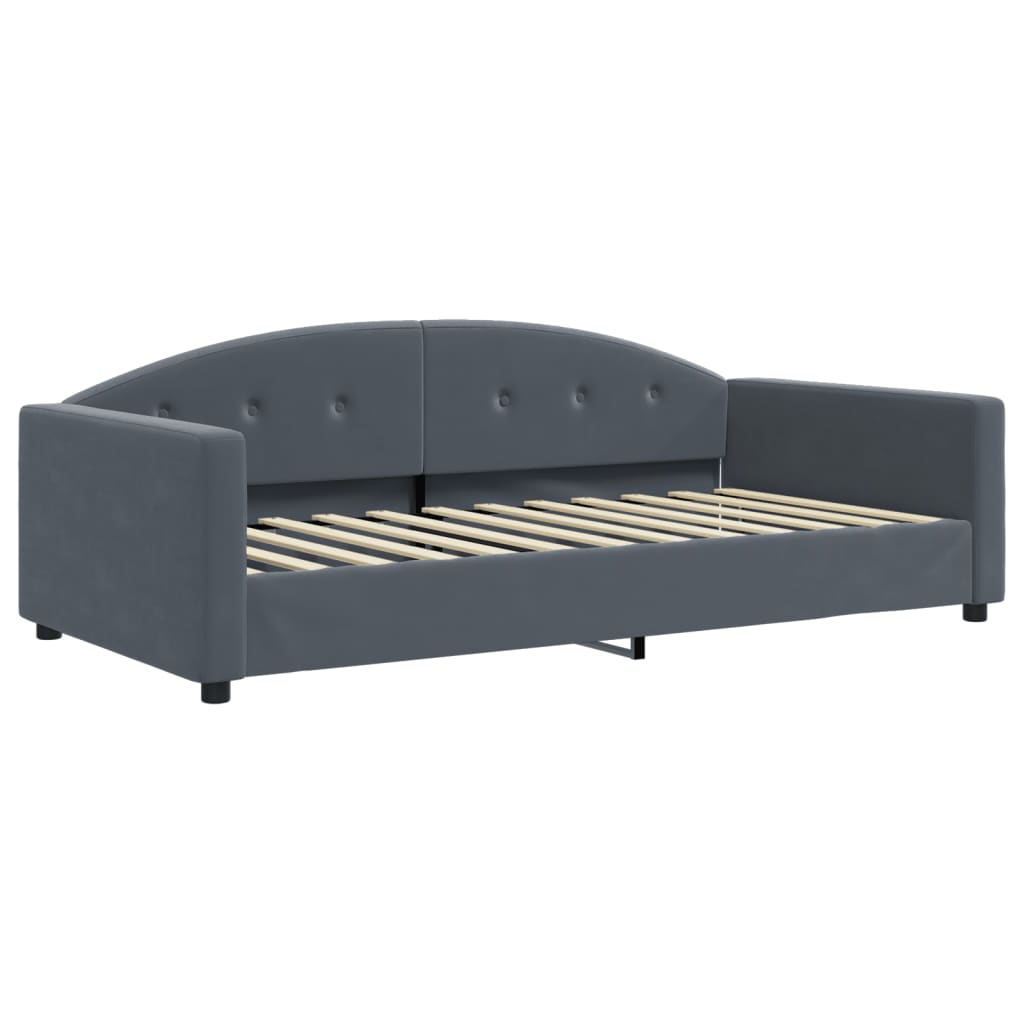 Divano Letto con Materasso Grigio Scuro 100x200 cm in Velluto