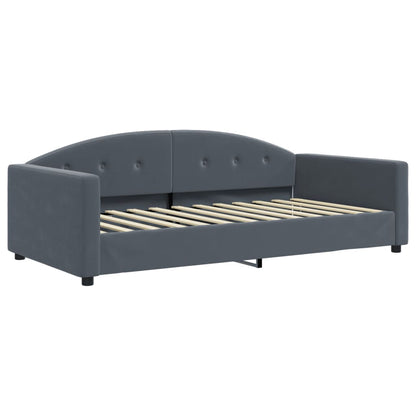 Divano Letto con Materasso Grigio Scuro 100x200 cm in Velluto