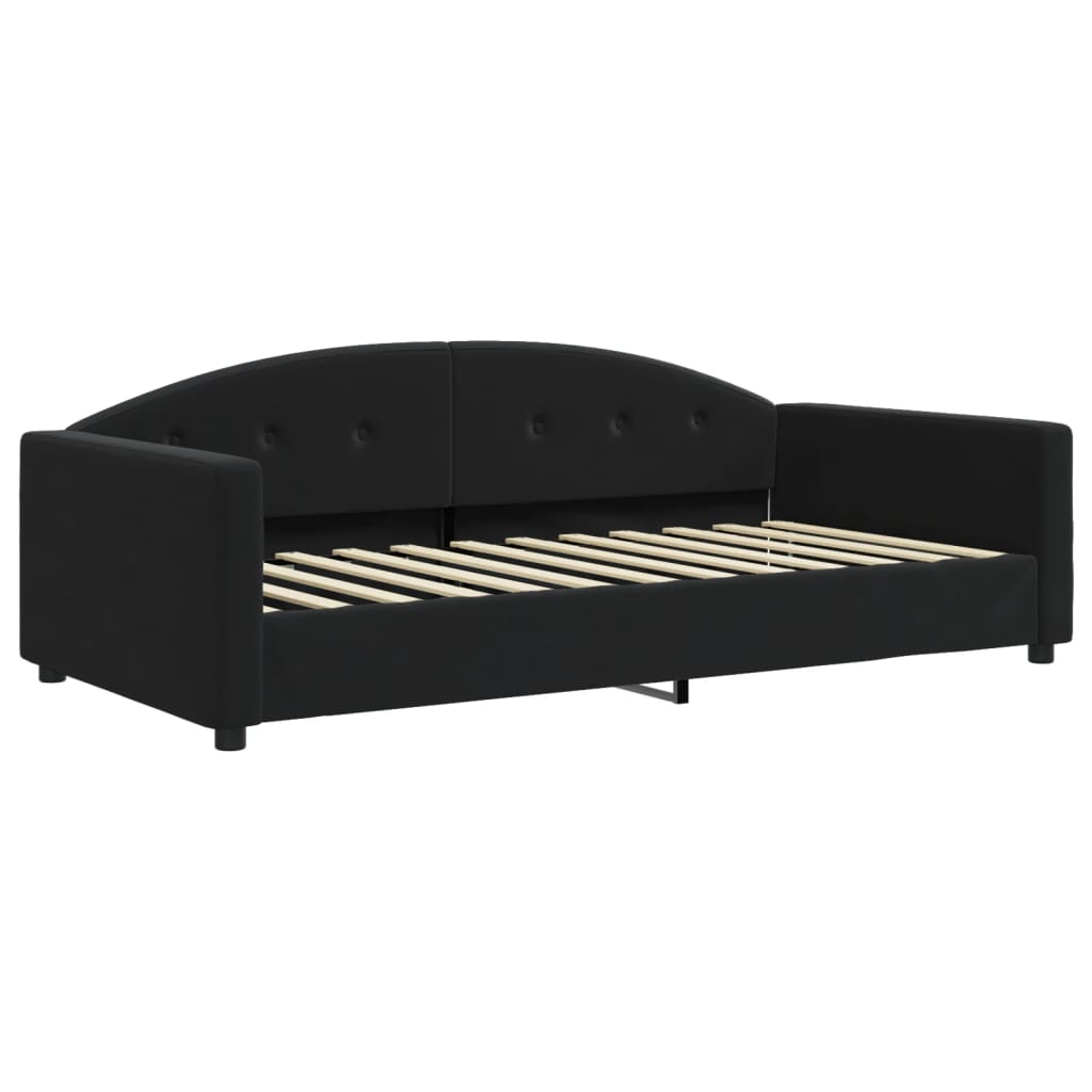Divano Letto con Materasso Nero 100x200 cm in Velluto