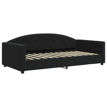 Divano Letto con Materasso Nero 100x200 cm in Velluto