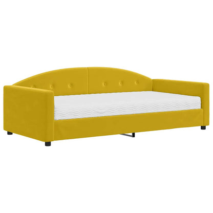 Divano Letto con Materasso Giallo 100x200 cm in Velluto