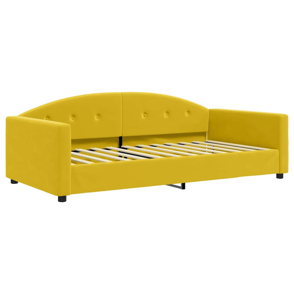 Divano Letto con Materasso Giallo 100x200 cm in Velluto