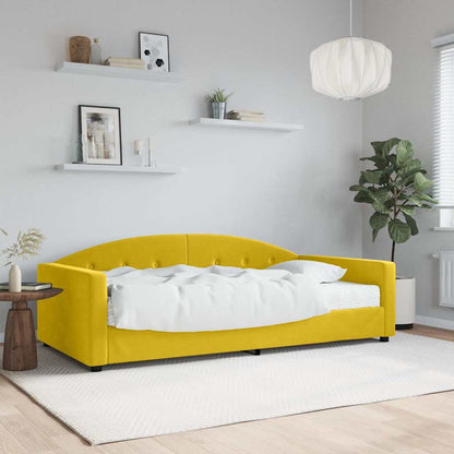 Divano Letto con Materasso Giallo 100x200 cm in Velluto
