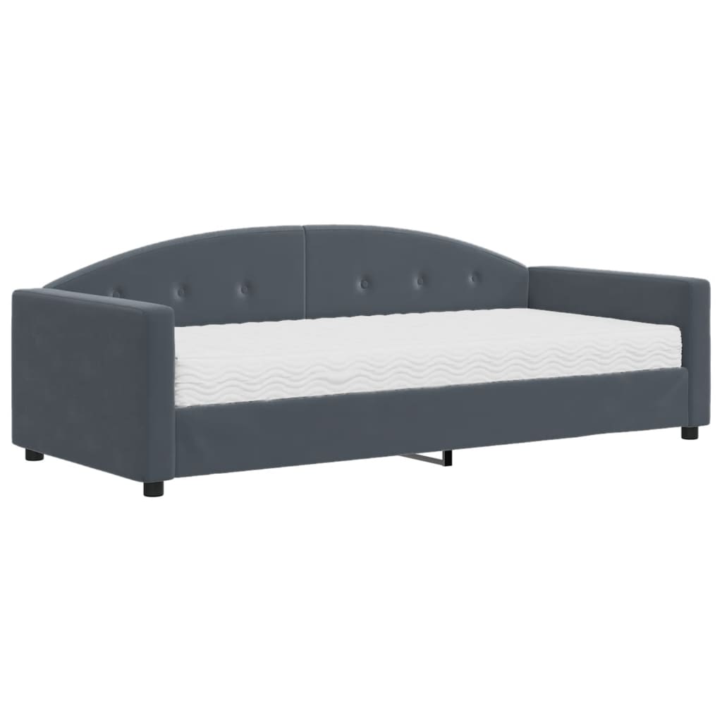 Divano Letto con Materasso Grigio Scuro 90x190 cm in Velluto