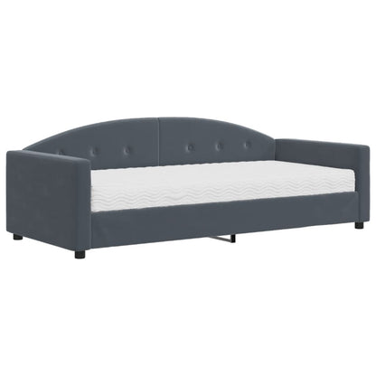 Divano Letto con Materasso Grigio Scuro 90x190 cm in Velluto