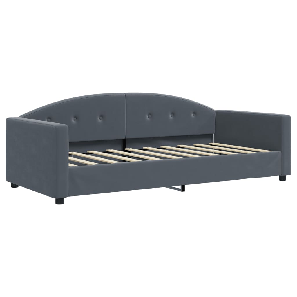 Divano Letto con Materasso Grigio Scuro 90x190 cm in Velluto
