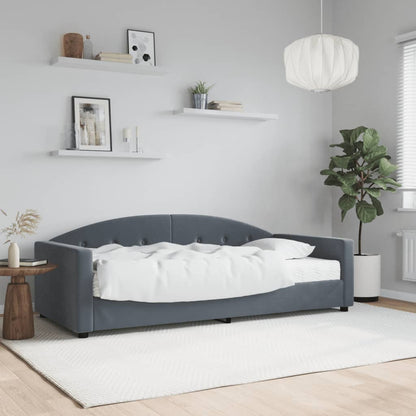 Divano Letto con Materasso Grigio Scuro 90x190 cm in Velluto