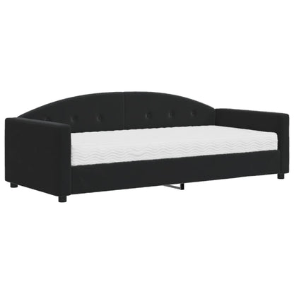 Divano Letto con Materasso Nero 90x190 cm in Velluto
