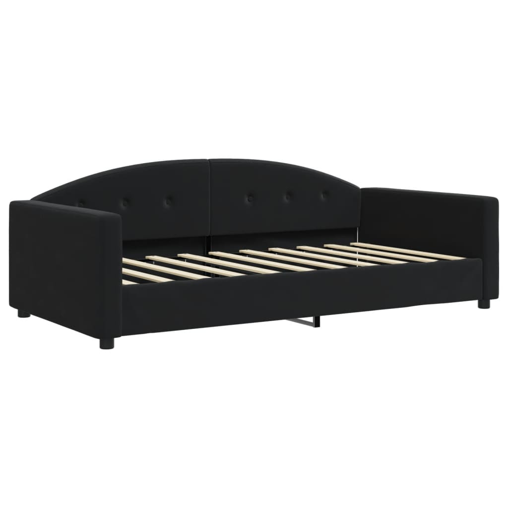 Divano Letto con Materasso Nero 90x190 cm in Velluto