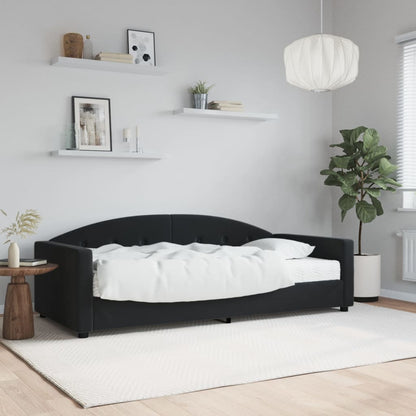 Divano Letto con Materasso Nero 90x190 cm in Velluto